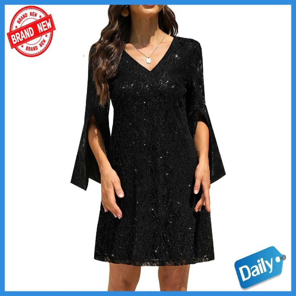 Lace Sequin Cocktail Dress Formal Evening Gown Wedding Guest